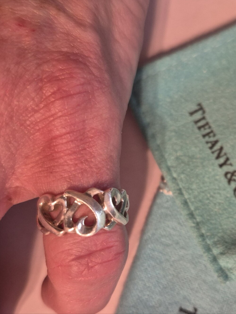 Tiffany&CO. 925 Triple heart,shape Ring .EUC